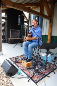 man singing outdoors