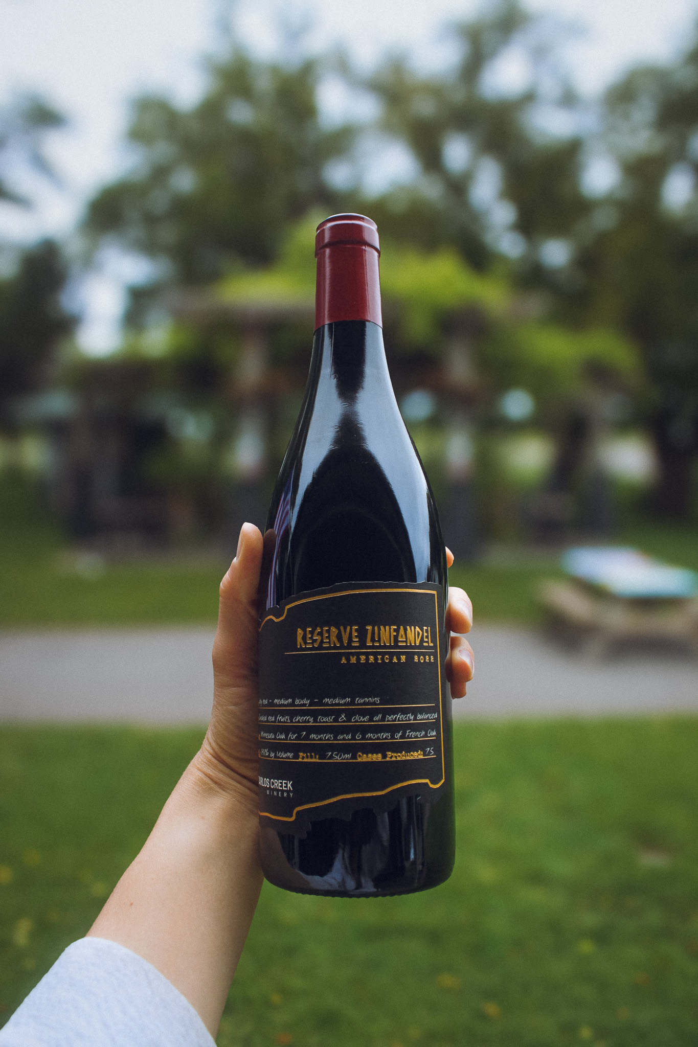 a bottle of reserve zinfandel from carlos creek