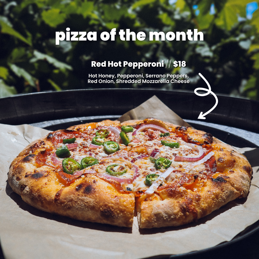 Red Hot Pepperoni - Hot Honey, Pepperoni, Serrano Peppers, Red Onion, Shredded Mozzarella Cheese