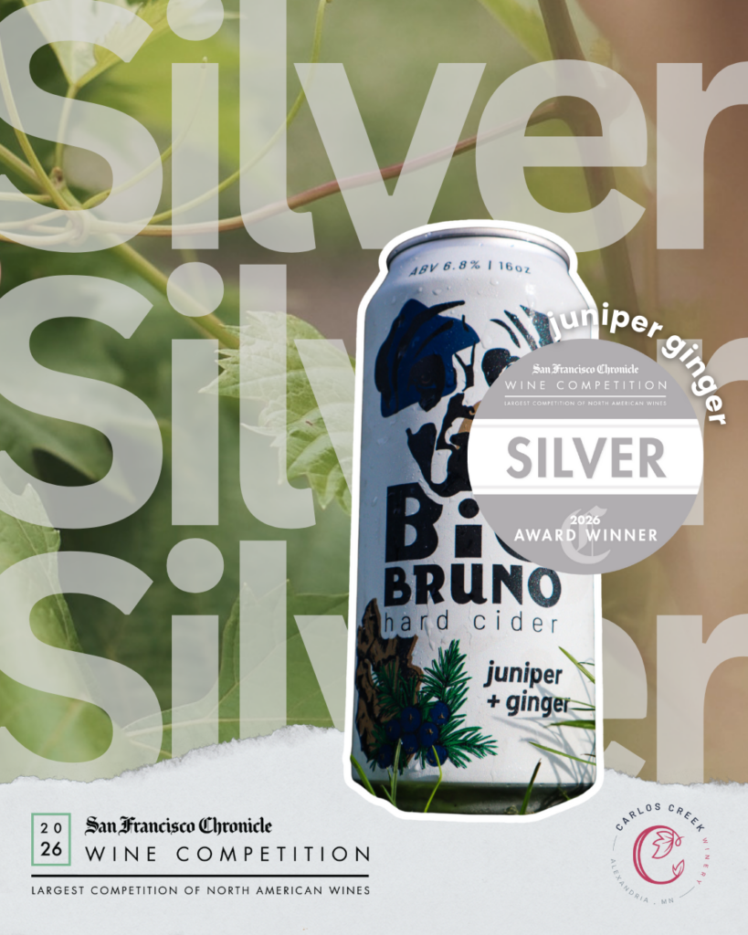 Carlos Creek Winery's Big Bruno Hard Cider earned a Silver medal at the 2026 San Francisco Chronicle Wine Competition.