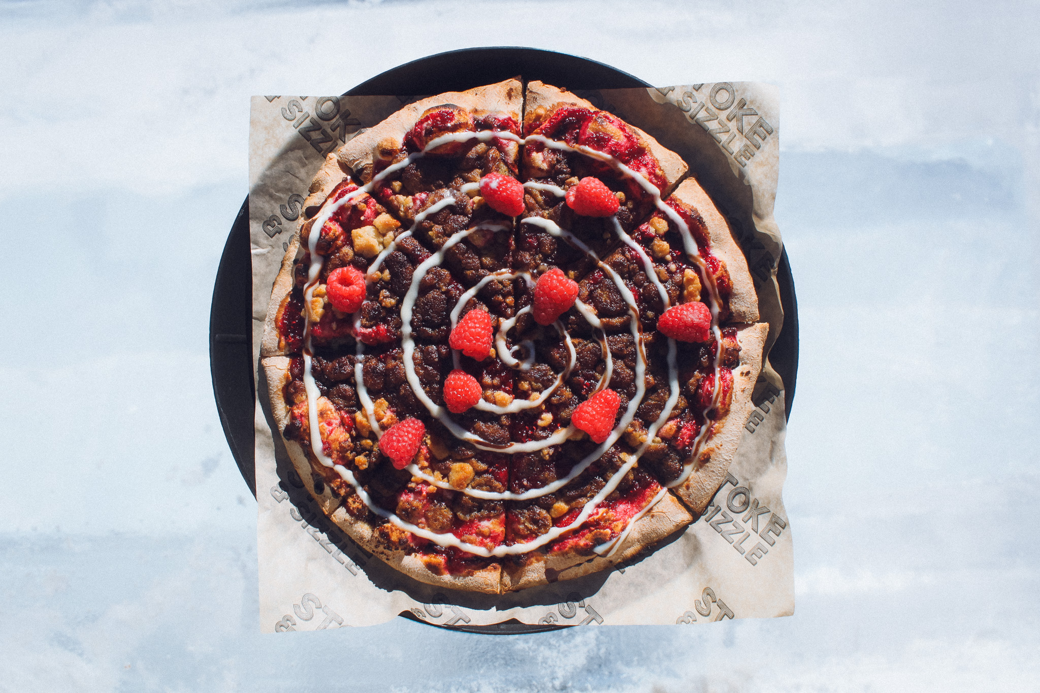 raspberry chocolate pizza at carlos creek in alexandria, mn