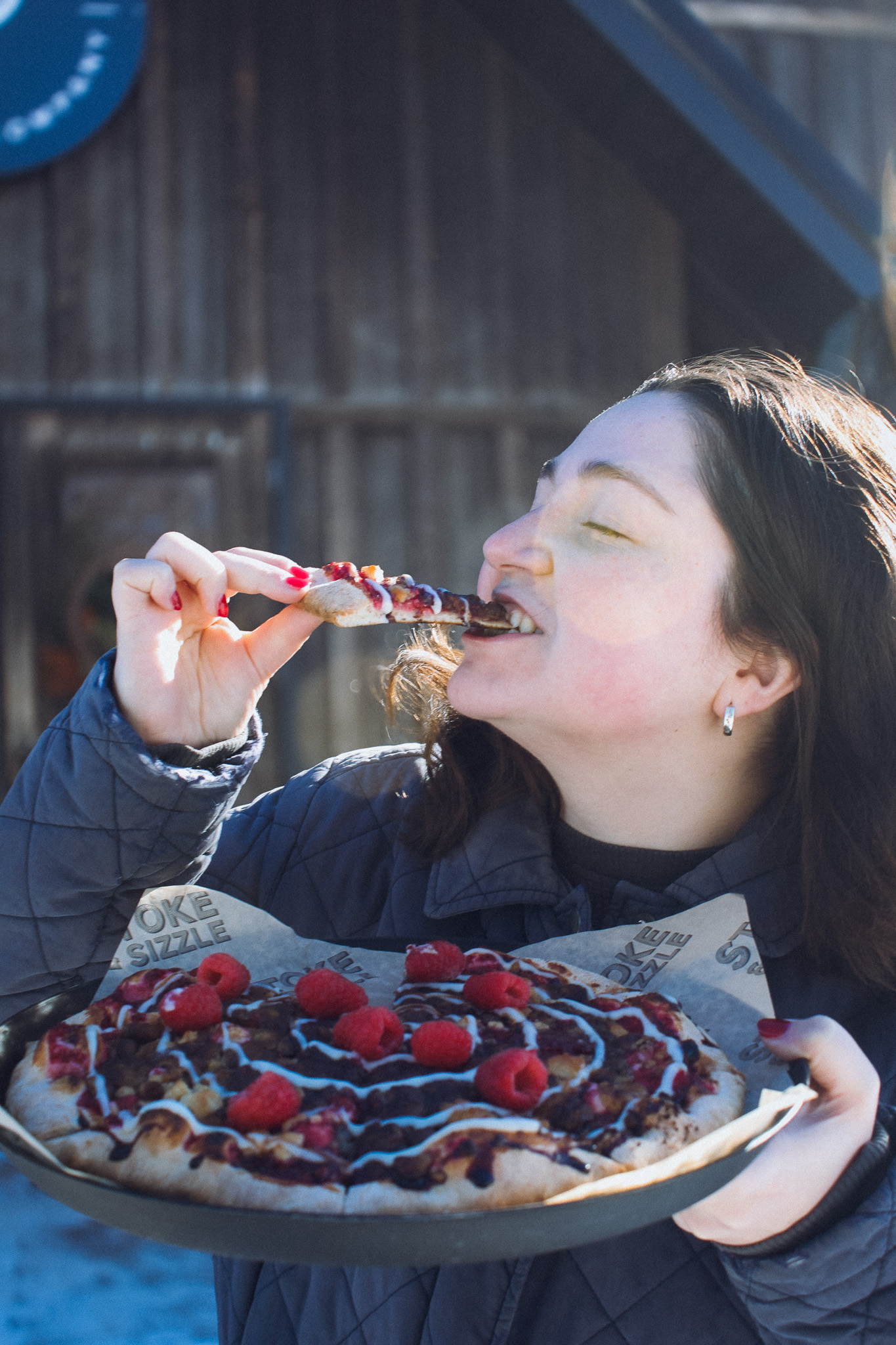 raspberry chocolate pizza at carlos creek in alexandria, mn