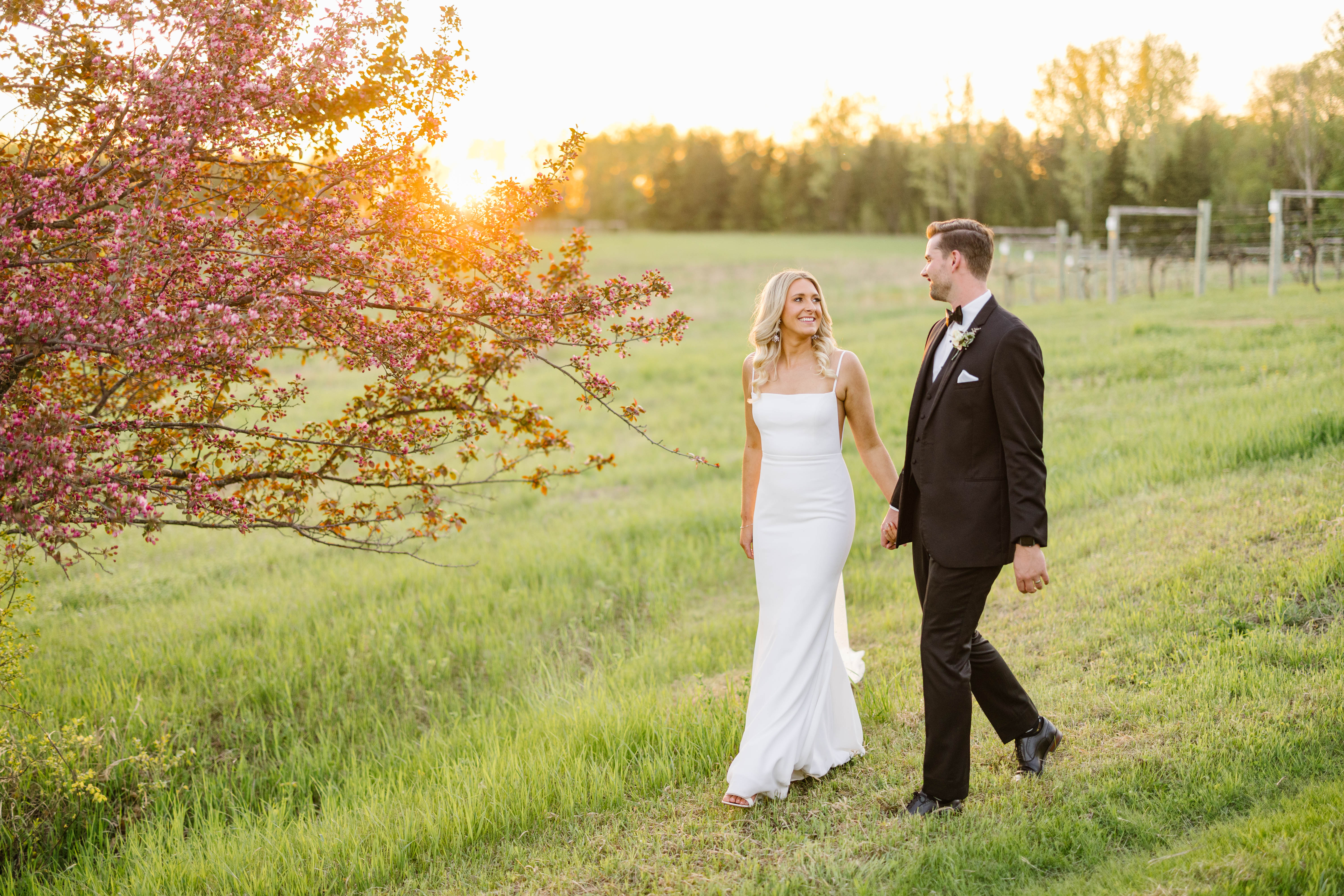 Bride and groom at Carlos Creek in Alexandria, MN